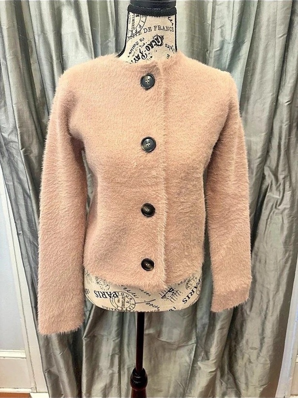 INDUSTRY Fuzzy Crew Neck Sweater in Pink XS NWT